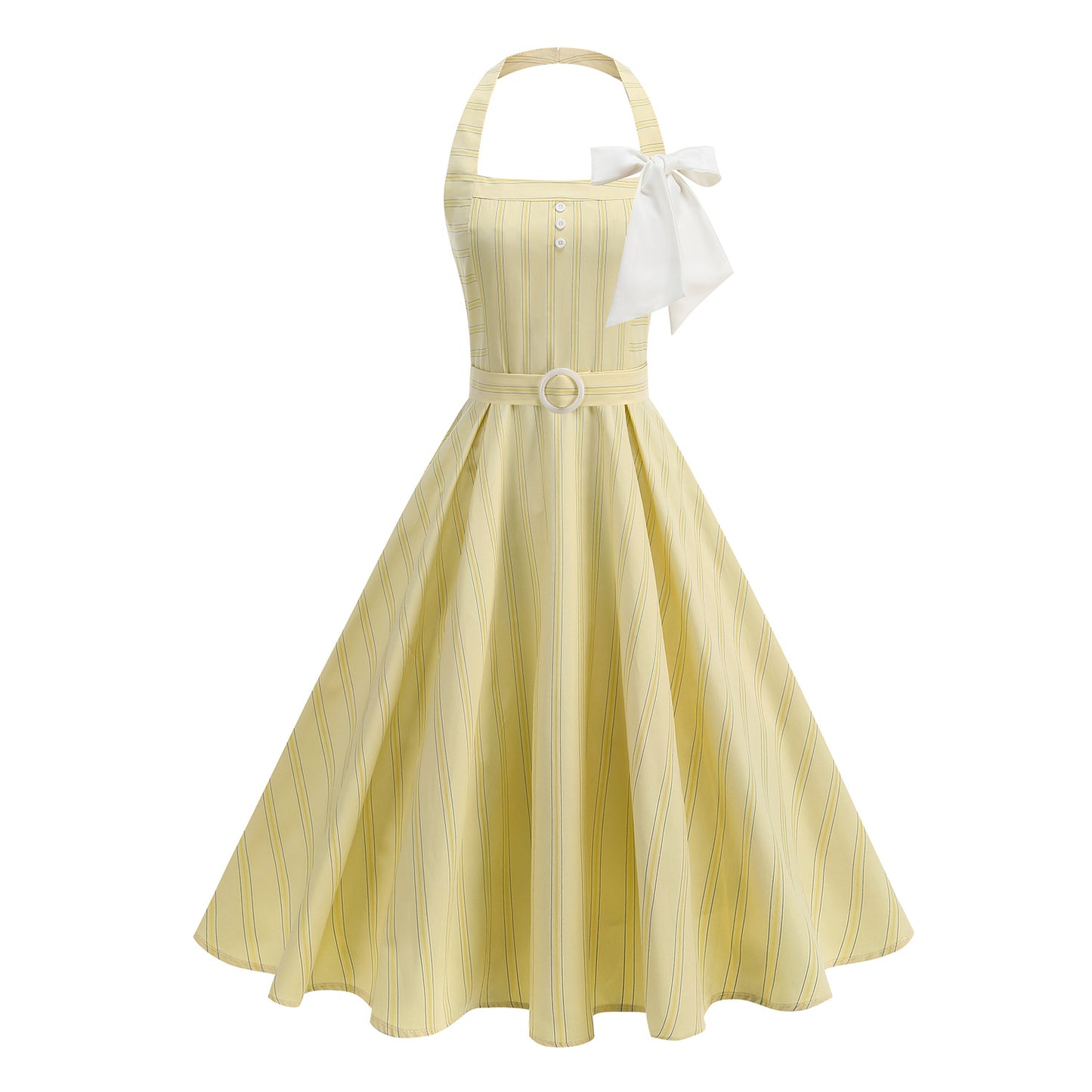 Women's Hepburn Style Striped Slim Fit Two-way Elegant Backless Sexy Dresses