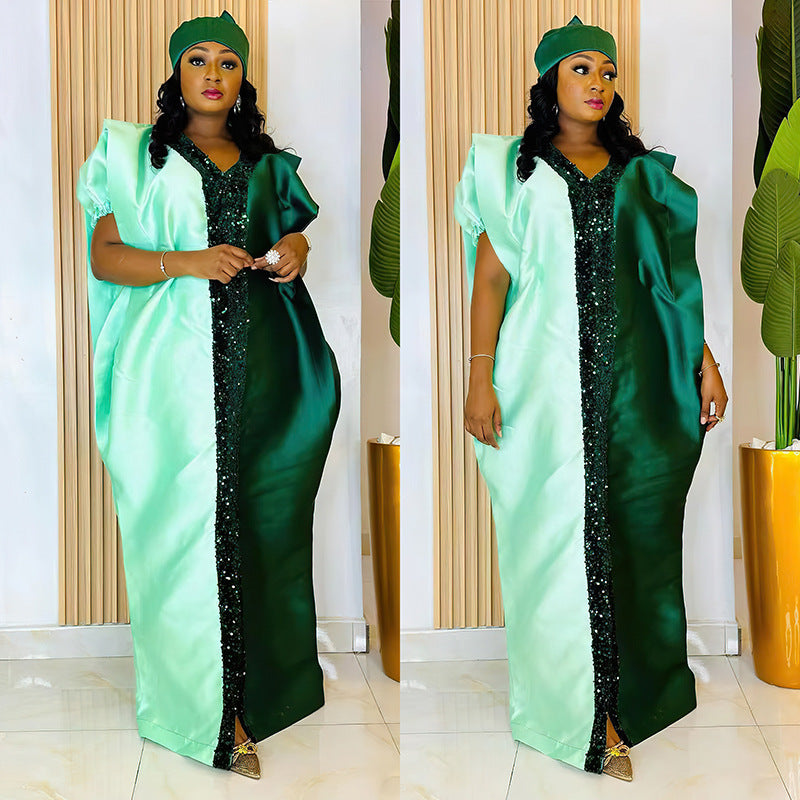 Women's Large African Satin Dress Ethnic Style Dresses