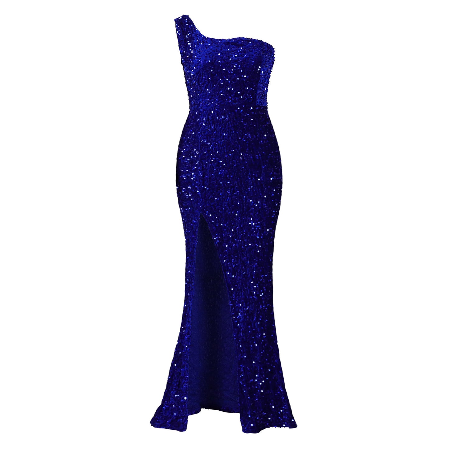 Women's Fashion Slant Shoulder Sexy Split Maxi Dresses