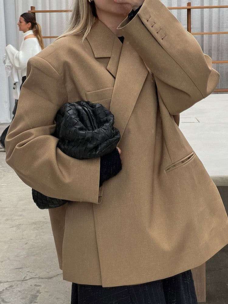 Women's Lapel Side Slit Fashion Loose Pockets Blazers