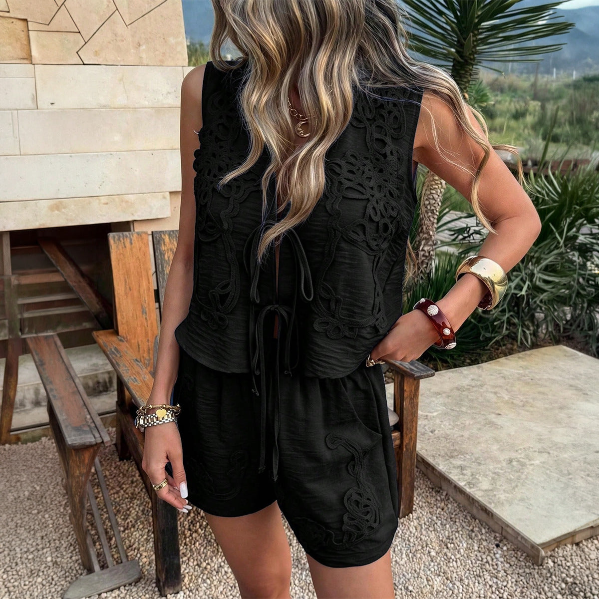 Durable Women's Vacation Style Two-piece Summer Fashion Casual Suit