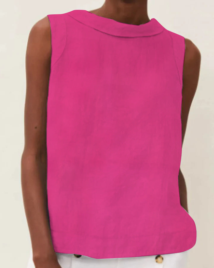 Cotton Linen Solid Color Pullover Leisure Blouses