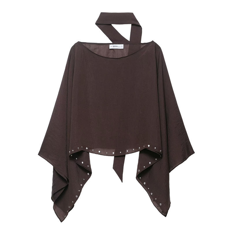 Women's Summer Simple Rivets Scarf Cape Coats
