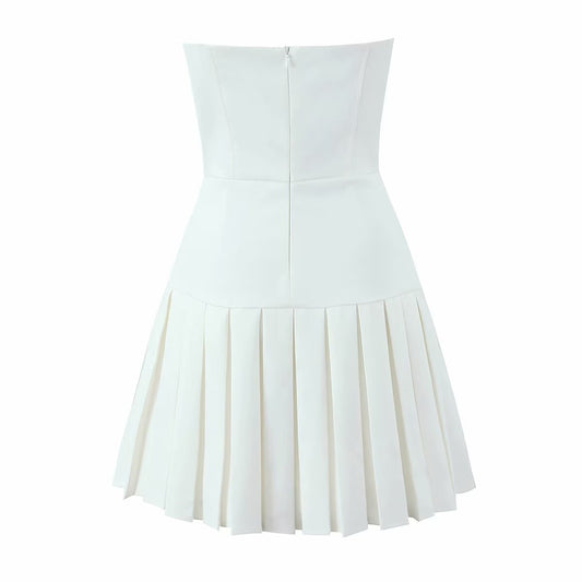 Women's Graceful Bow Pleated Tube Dress Dresses