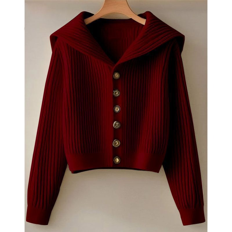 Women's Fashion Retro Sailor Collar Idle Style Design Autumn Small Sweaters