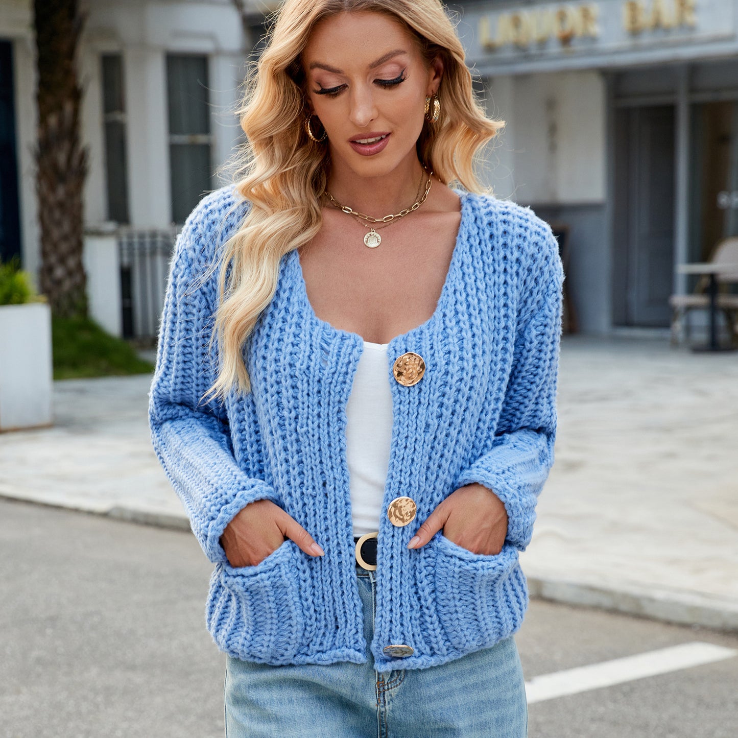 Women's Color Thick Needle Loose Soft Glutinous Idle Style Knitted Sweaters