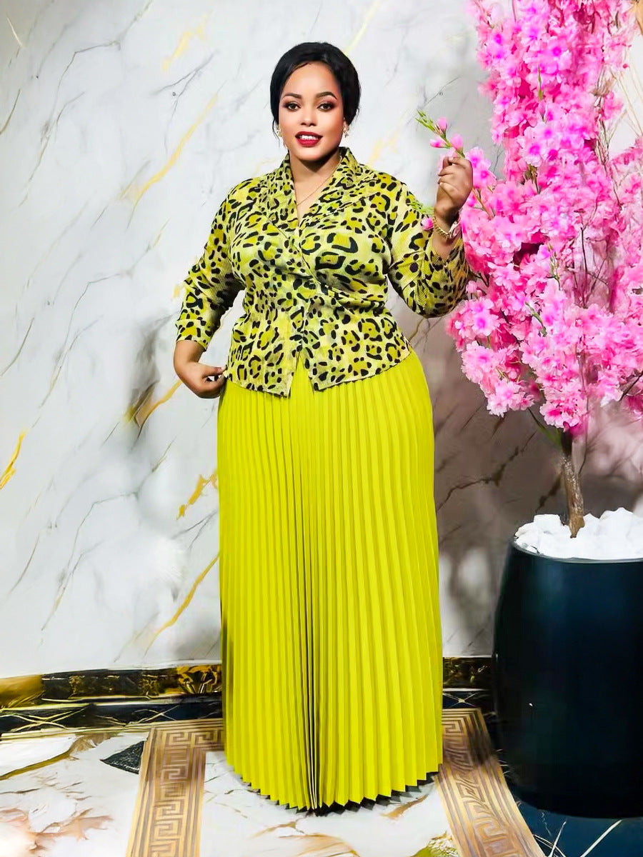 Women's Dress Lightly Mature Pleated Chiffon Printed Dresses