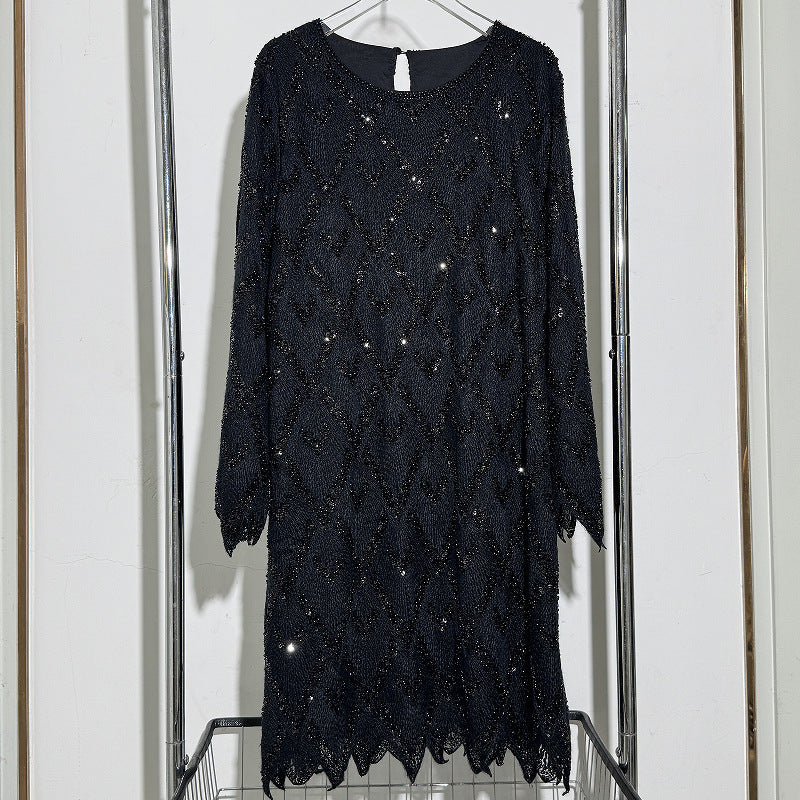 Women's Fashion Sequin Bead Loose Slimming Sheath Dress