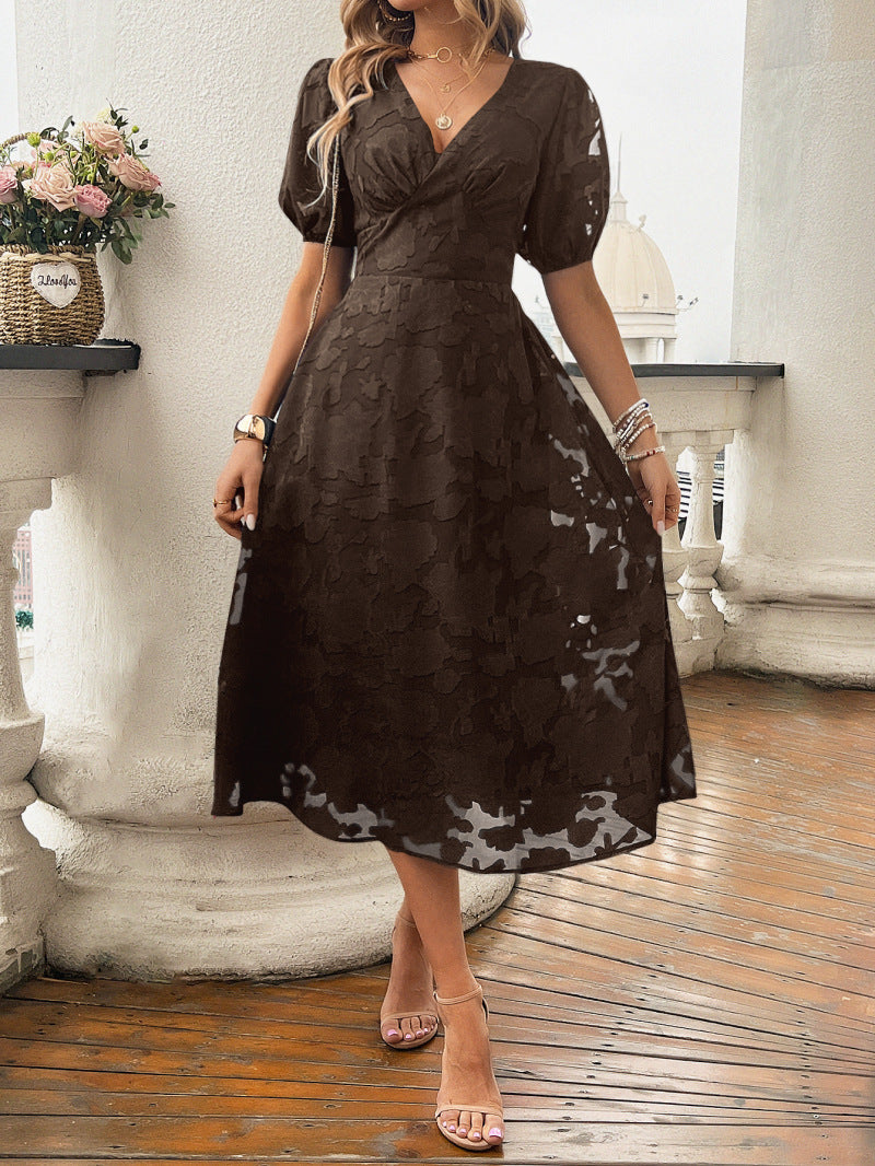 Women's Sleeve High Waist Retro Elegant Dress Dresses