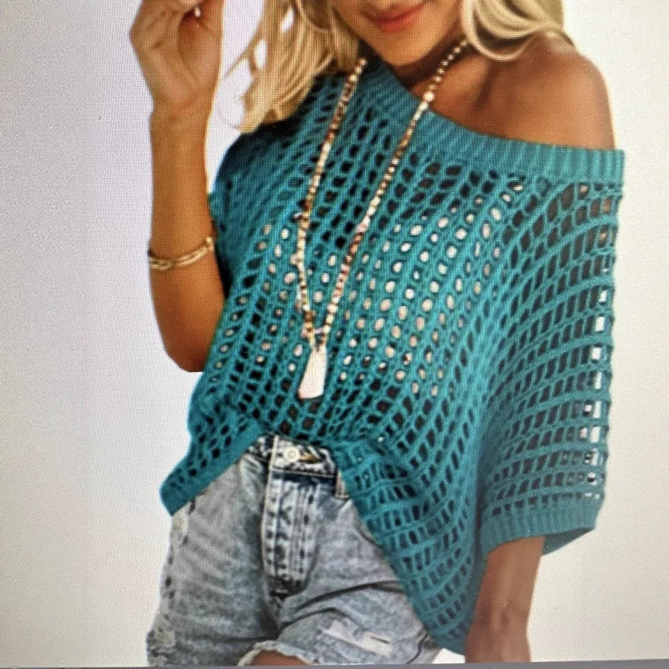 Women's Hollow Summer Loose Beach Cover Thin Bikini Sexy Women's Sweater