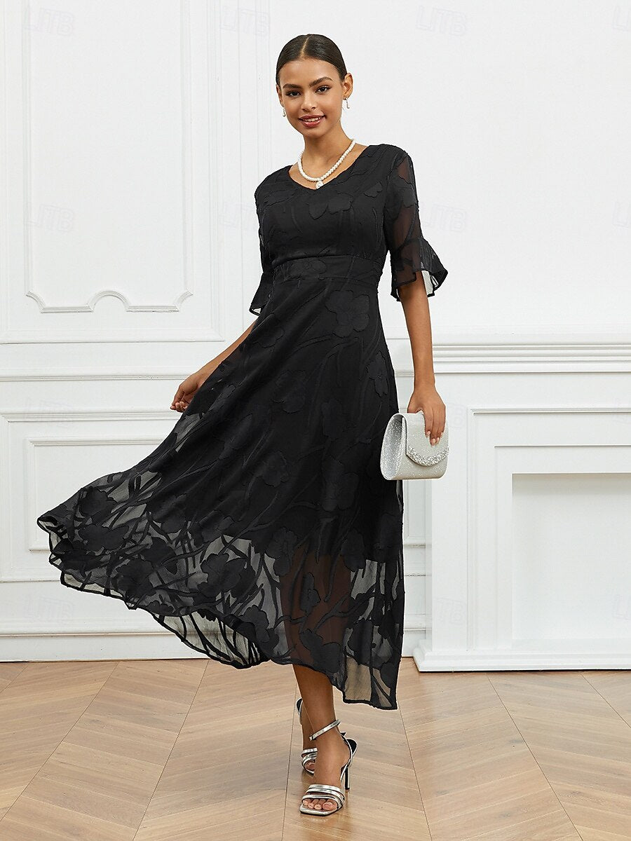 Large Swing Fashionable Elegant Collar Jacquard Dress