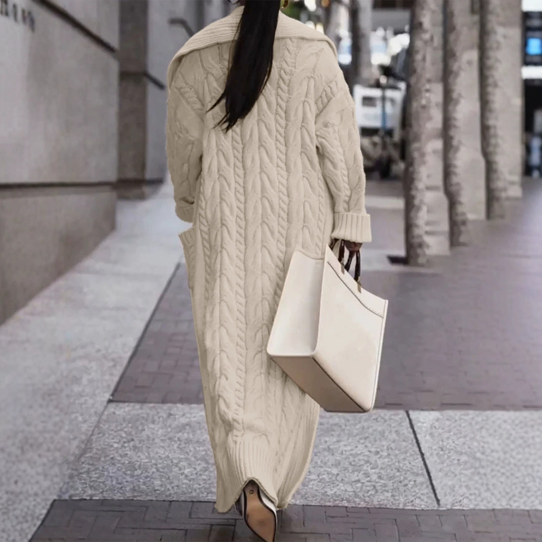 Source Thick Hemp Flowers Large Lapel Sweaters