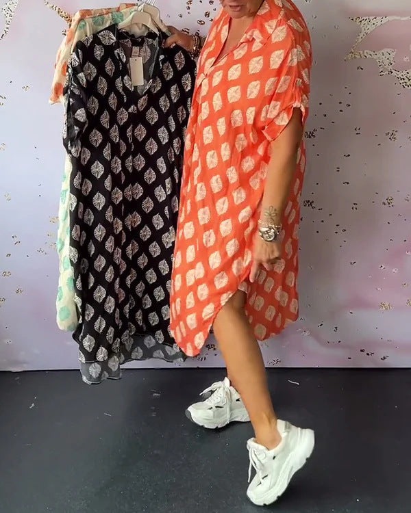 Women's Summer Fashion Loose Printed Sleeve Dress Dresses