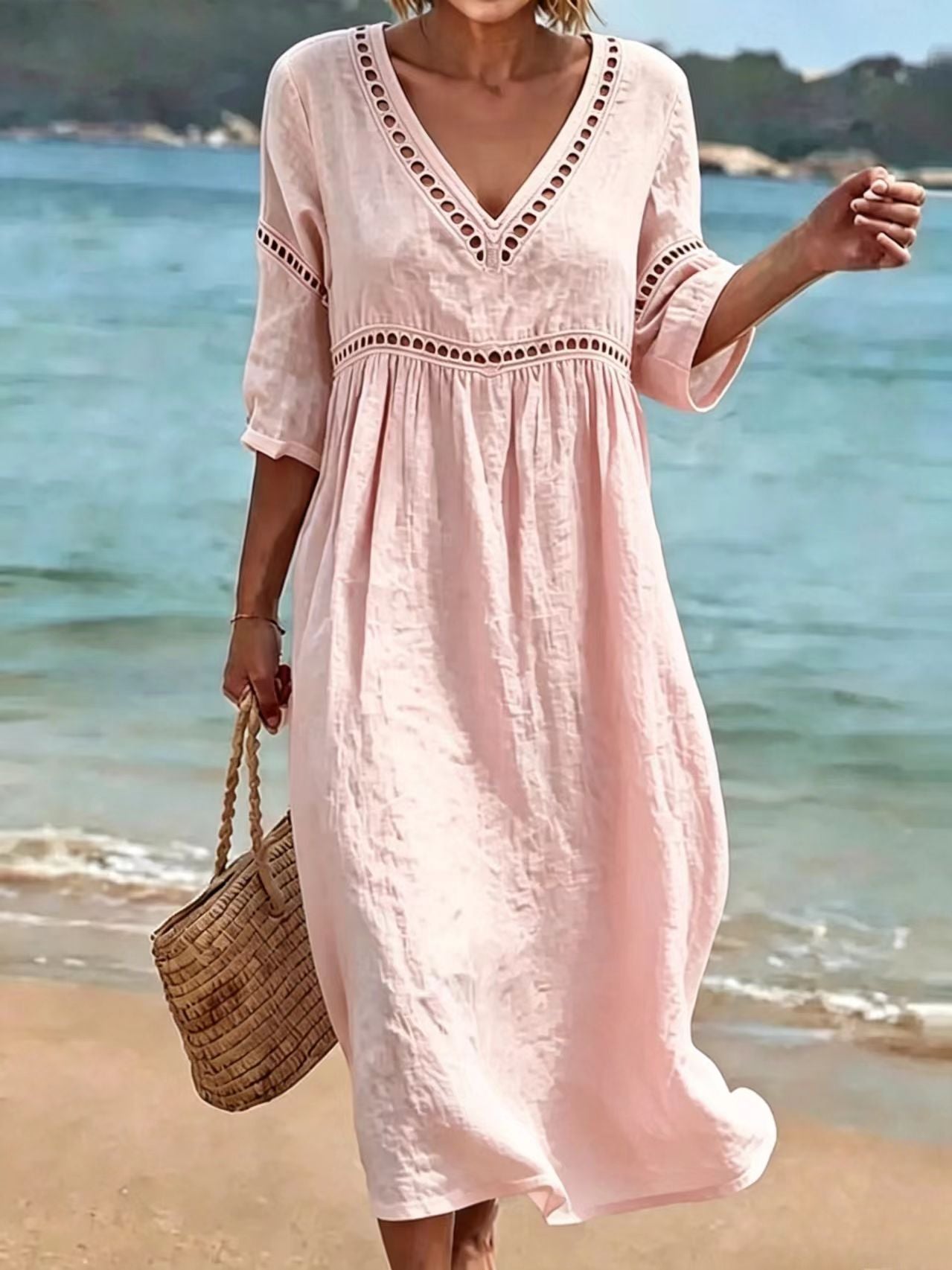 Women's Elegant Casual Solid Color Half Sleeves Dress