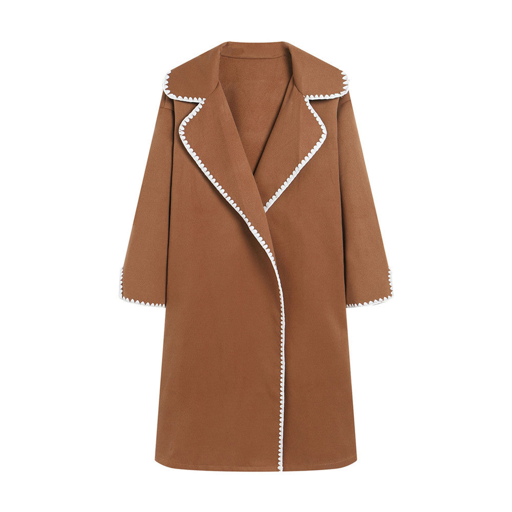 Women's European Double-sided Woolen Long Sleeves Woven Lapel Coats