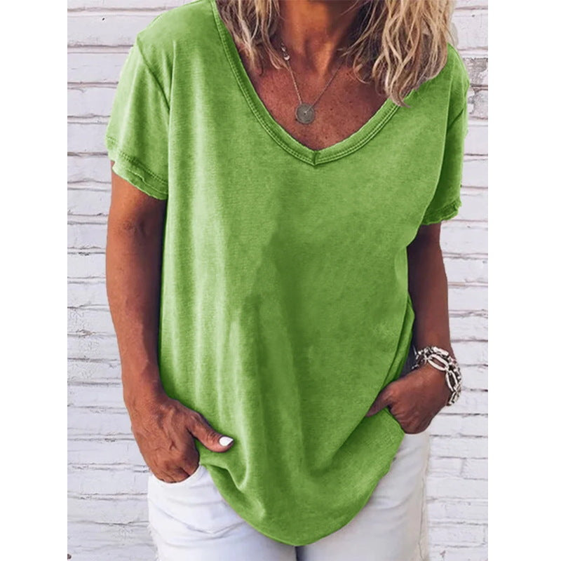 Women's Large T-shirt Summer Loose Leisure Short-sleeved Blouses
