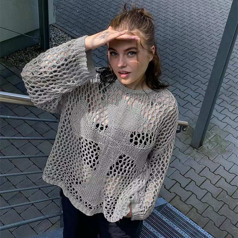 Women's Summer Round Neck Hollow Air Conditioning Women's Sweater