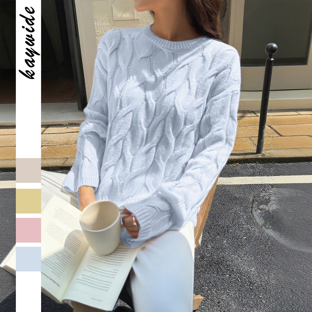 Women's Casual Minimalist Long Sleeve Solid Color Sweater