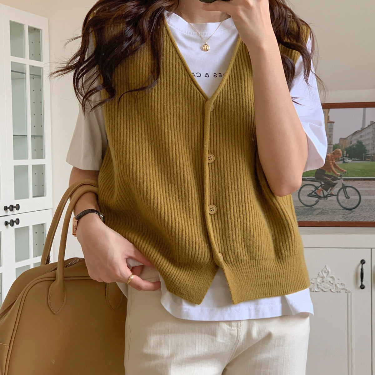 Women's V Waistcoat Knitted Spring Korean Fashion Slimming Vests