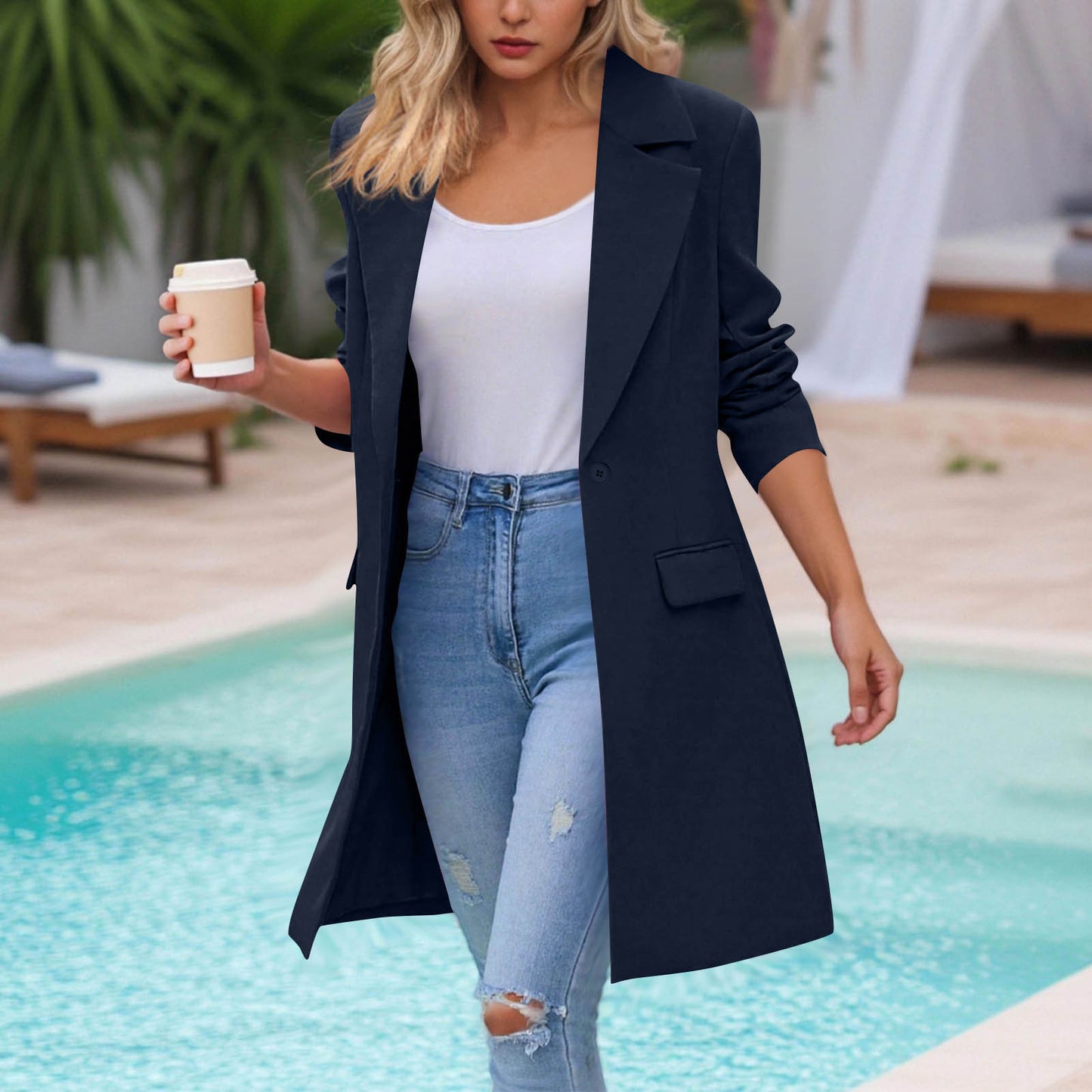 Women's Autumn Long Sleeve Solid Color Trench Coats