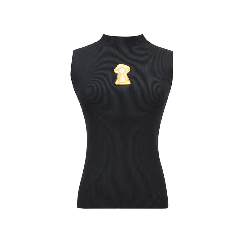 Women's French Simplicity Summer High-grade Temperament Commute Turtleneck Metal Blouses