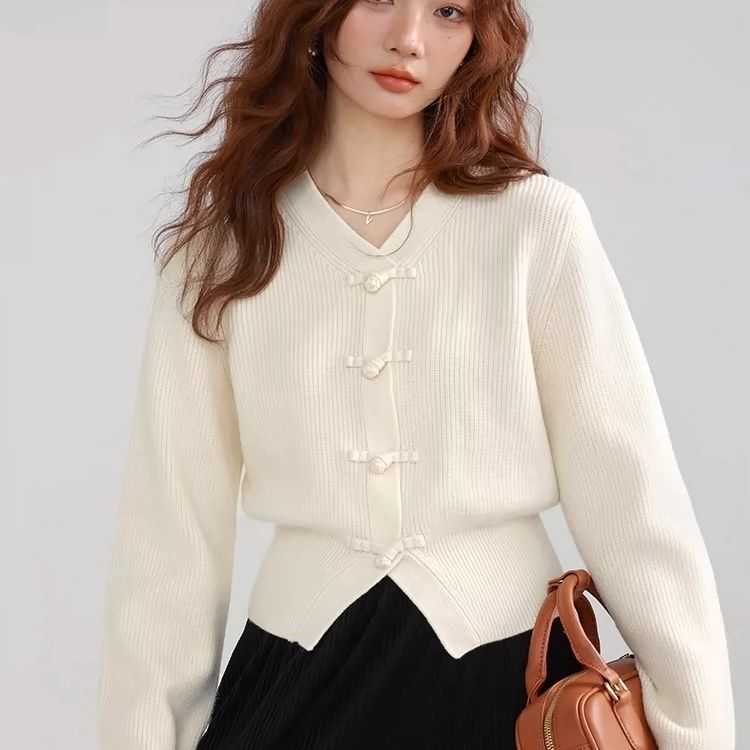 Women's Chinese Style Buckle Knitted Bottoming Shirt Inner Sweaters