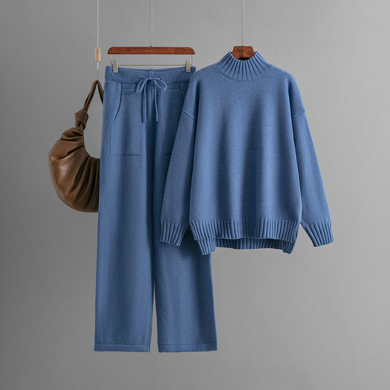 Women's Knitting Thick Loose Collar Long Sleeves Suits