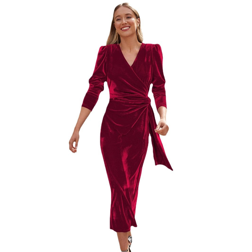 Women's Style Design Elegant Long Sleeve Gold Skirts
