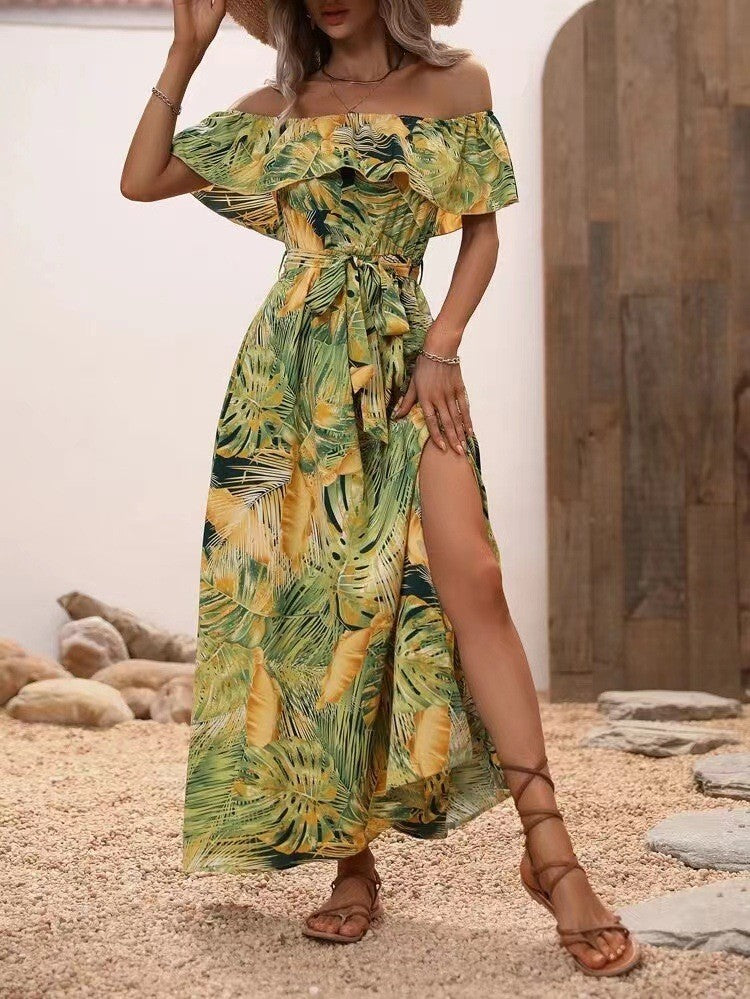 Women's Summer Ruffled Tied Waist Dress For Dresses