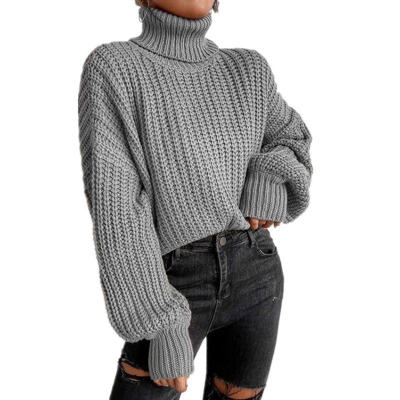 Women's Fashion Knitted Loose Pullover Turtleneck Sweater