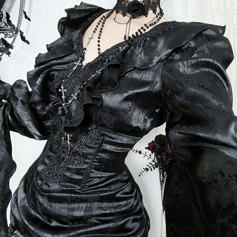 Ruffled Long-sleeved Asian Culture Autumn Retro Blouses