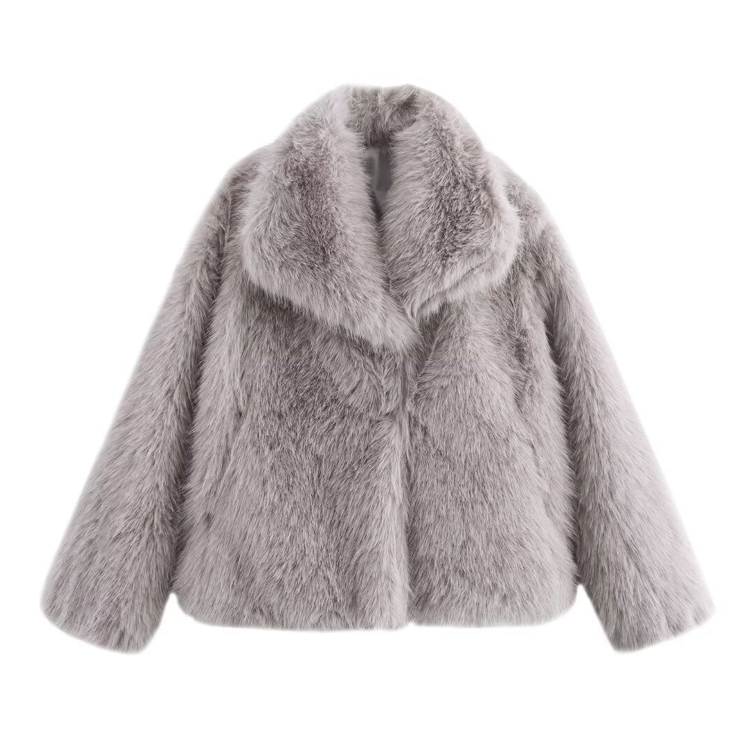 Women's Fashion Luxury Texture Imitation Fur Effect Coats