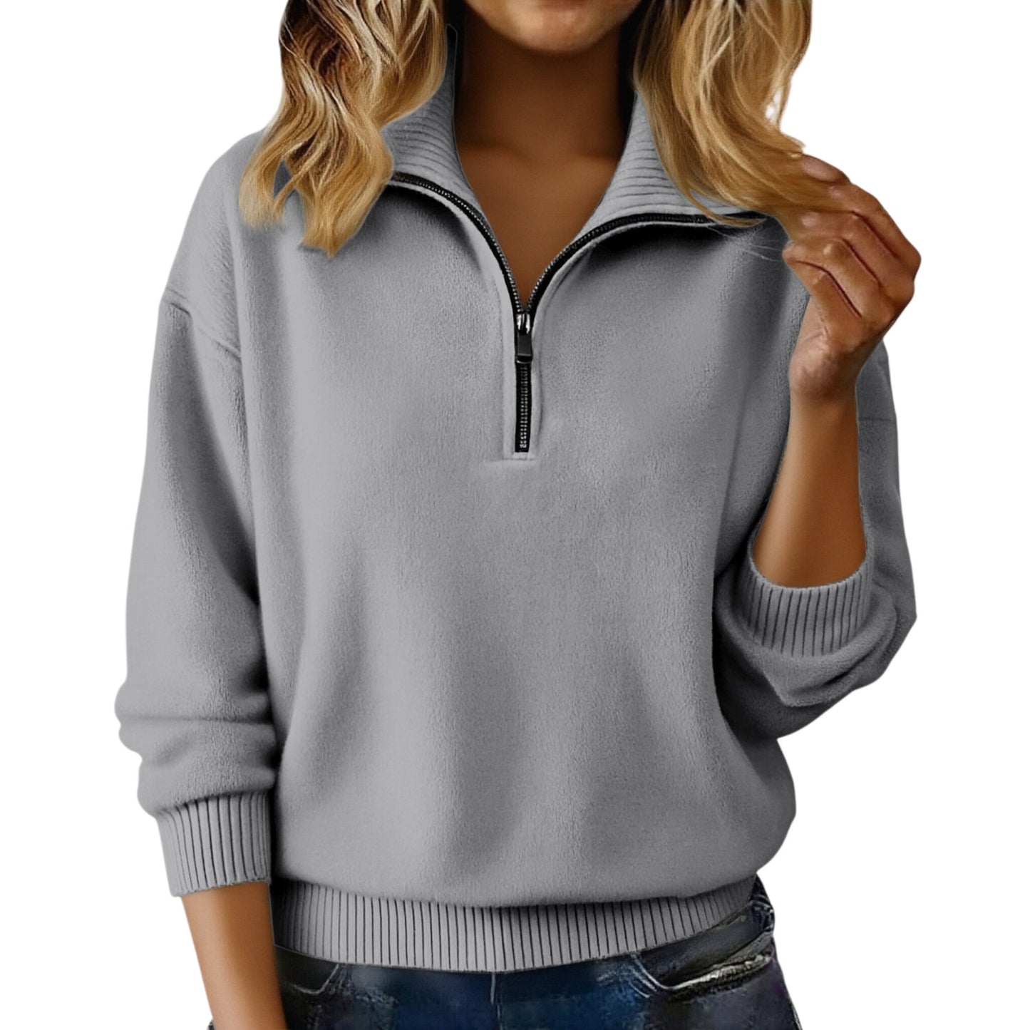 High Collar Loose Solid Color Pullover Sweaters