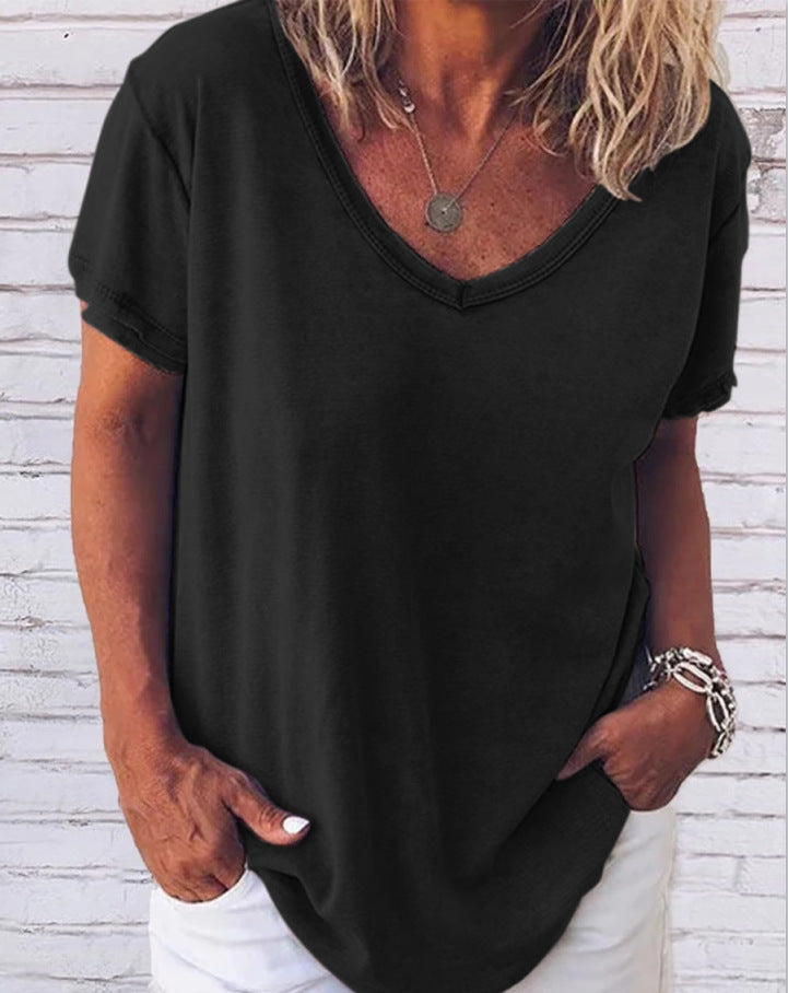 Women's Large T-shirt Summer Loose Leisure Short-sleeved Blouses