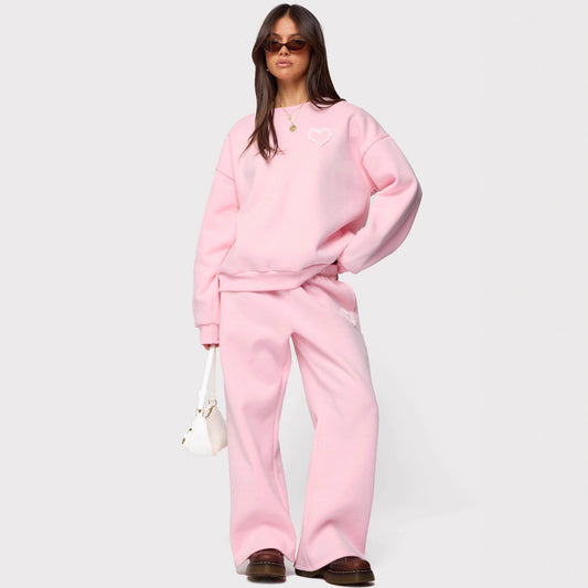 Women's Printing Long Sleeve Pullover Hoodie Two-piece Fashion Casual Suit