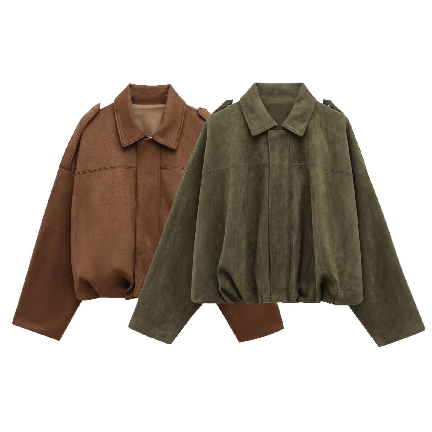 Women's Early Spring Fashion Suede Texture Effect Jackets