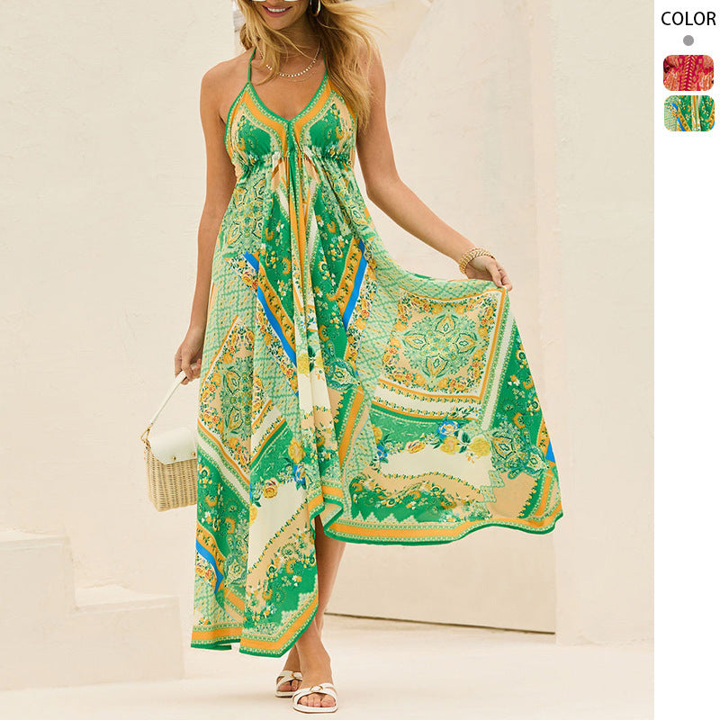 Women's Floral Print Fairy Long Elegant Swing Clothing