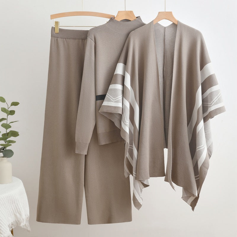 Loose Casual Shawl Turtleneck Bottoming Three Suits