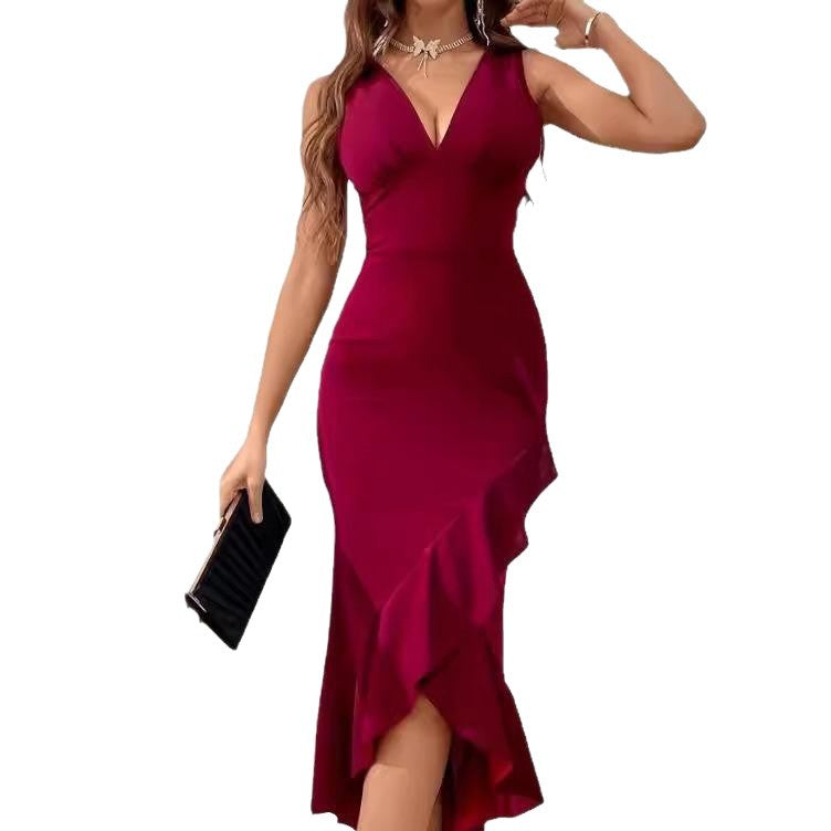 Women's Sheath Swallowtail Sexy Split Ruffled Formal Dress