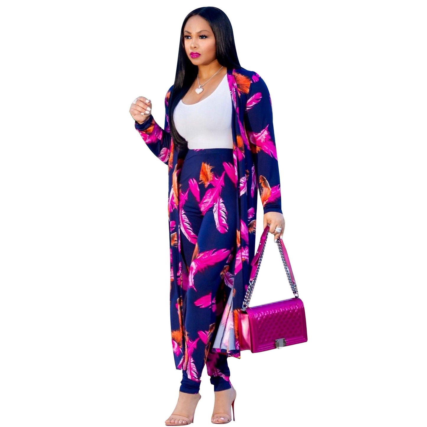 Sexy Print Long Sleeve Two-piece Set Suits