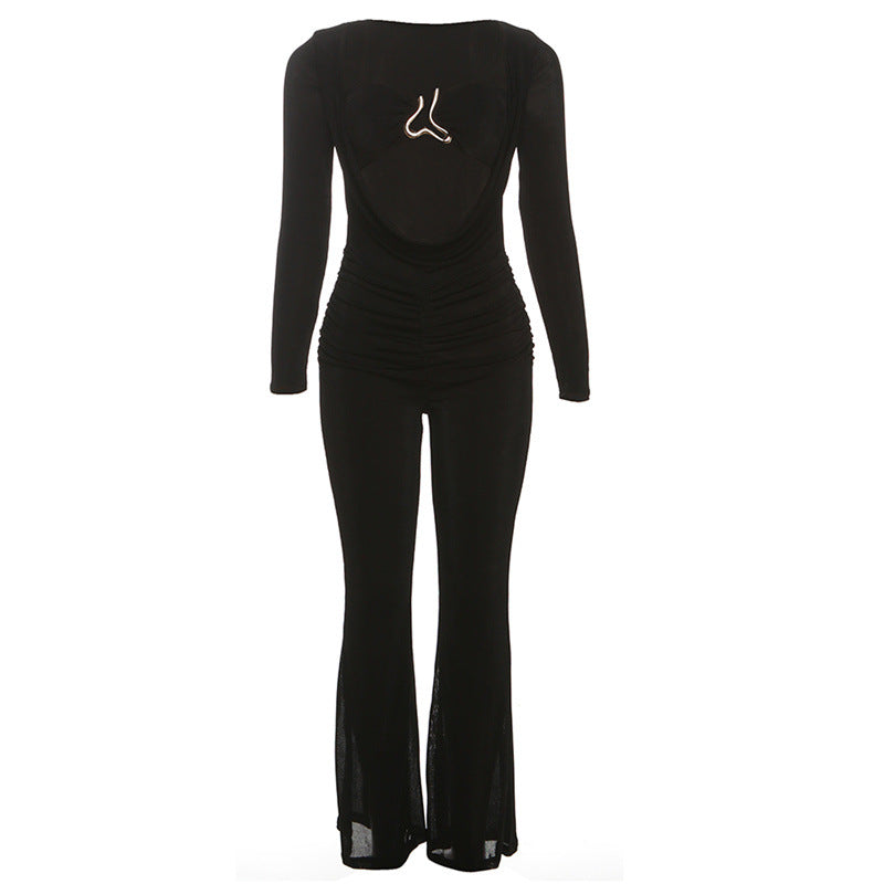 Women's Sexy Cutout Pile Collar Slim High Jumpsuits