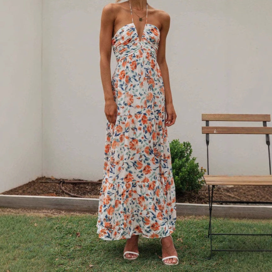 Fashion Women's Elegant Halter Sling Long Clothing