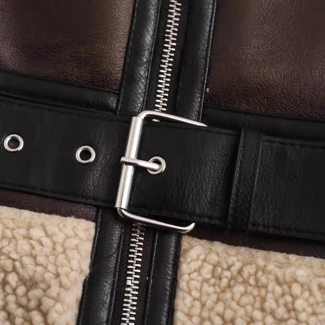 Women's Comfortable Fur One Retro Motorcycle Jackets