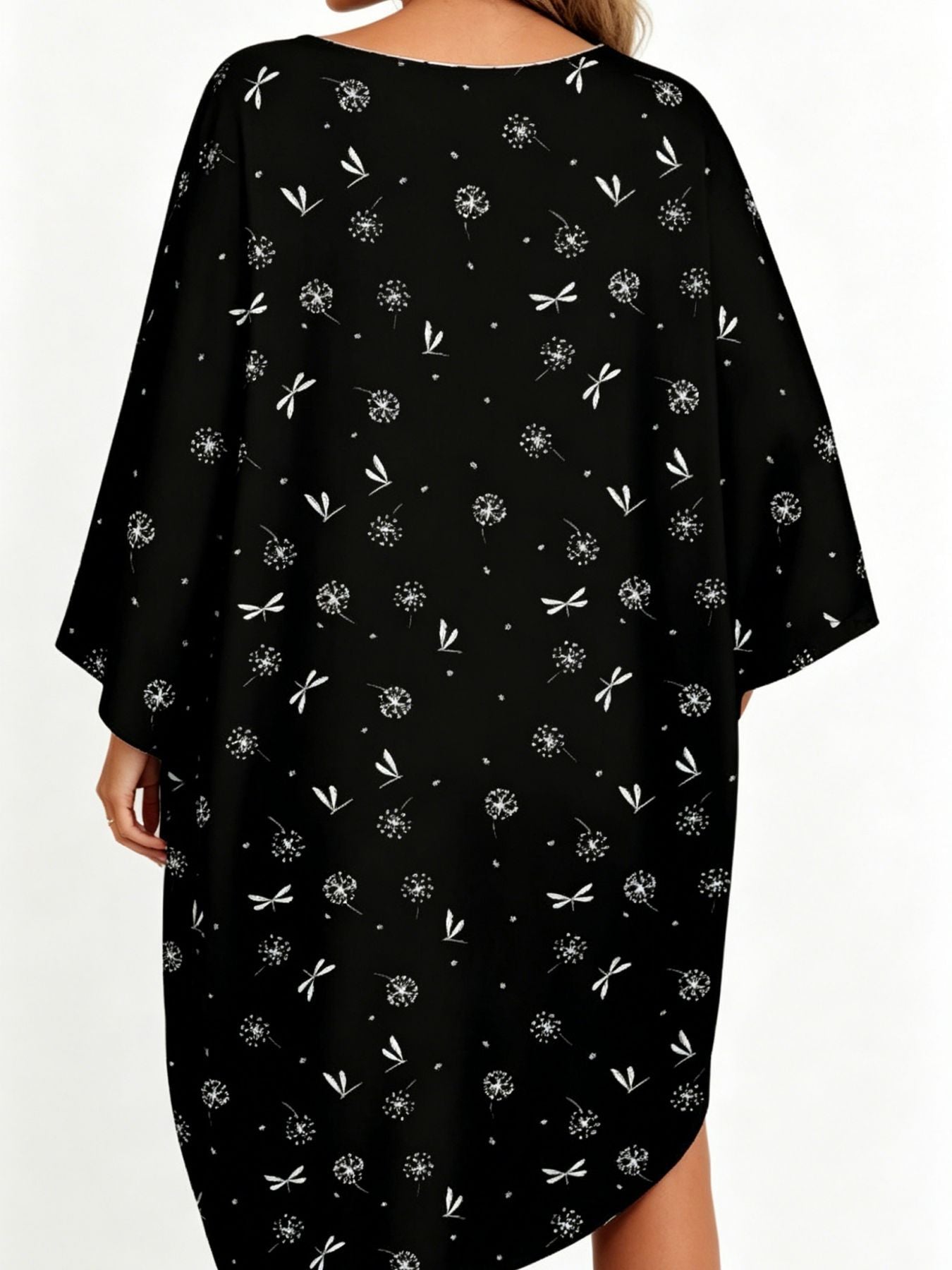 Classic Women's Printed Casual Nightgown Shawl Dress