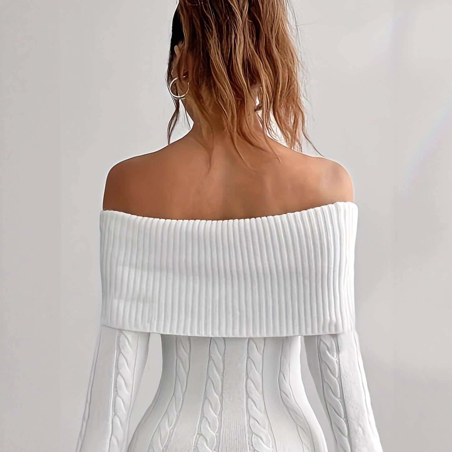 Women's Mid-length Twisted Woolen Long Sleeve Sexy Hollow Sheath Sweater