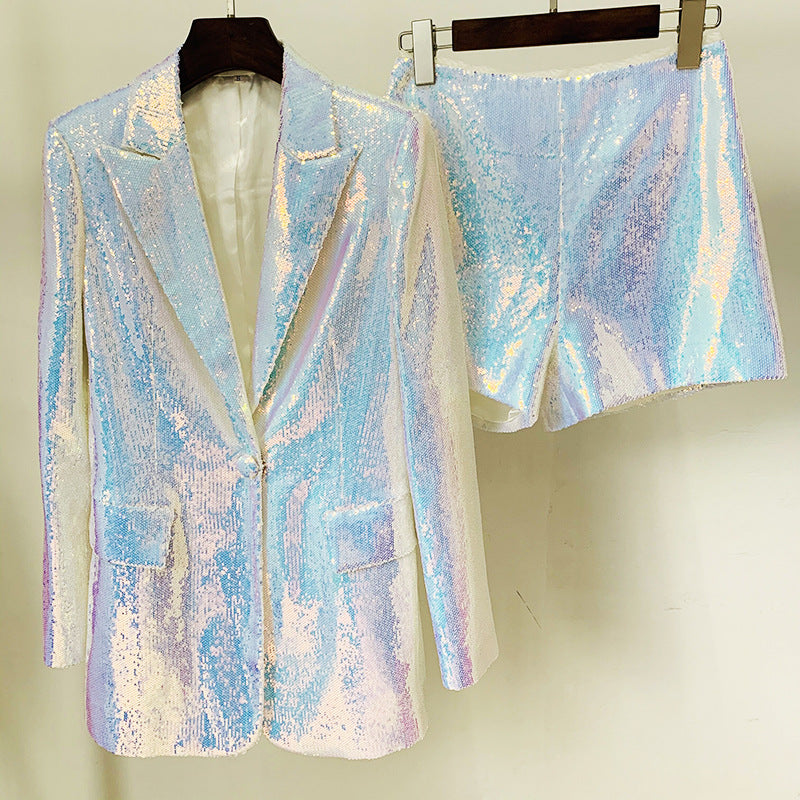 Fashion Personality Shiny Colorful Sequined Two-piece Suits