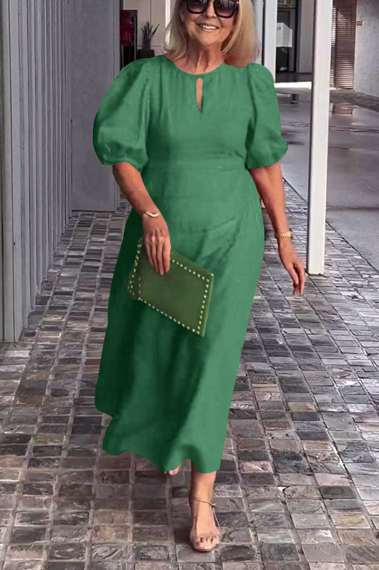 Women's Solid Color Loose-fitting Casual Puff Sleeve Dresses