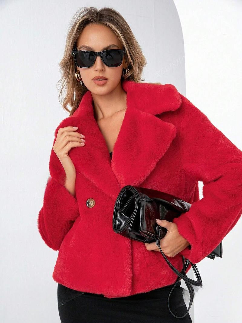 Women's Fur Imitation Fox Faux Long Sleeve Shorts