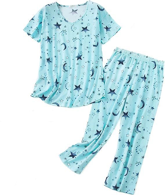 Women's Short-sleeved Cropped Knitted Cotton Pajama Fashion Casual Suit
