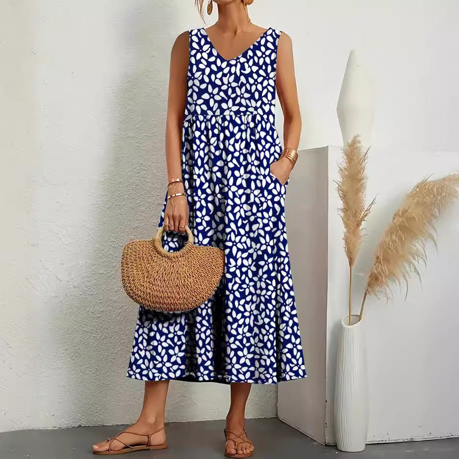 Women's Printed Loose Big Hem Vacation Style Fashion Casual Dress